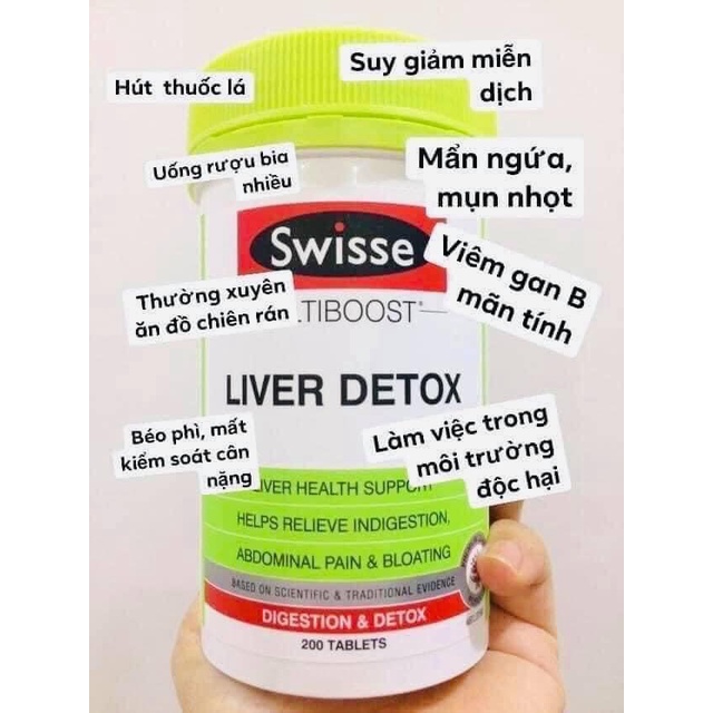 Viên Uống Bổ Gan Và Thải Độc Gan SWISS LIVER DETOX Úc 60,120 , 200 viên