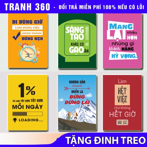 Tranh tạo động lực canvas trang trí văn phòng dễ dàng treo bởi đinh ba chân tặng kèm có bảo hành