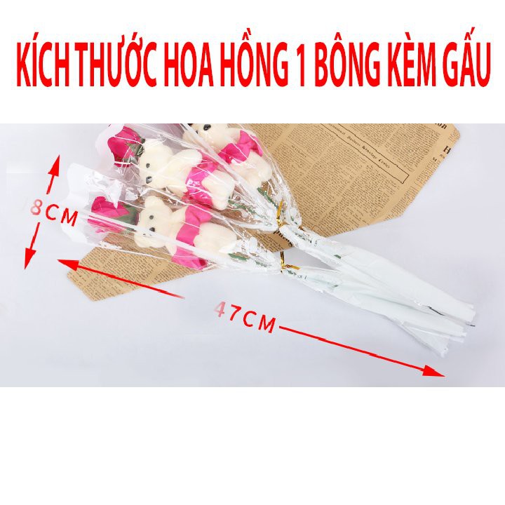 Hoa hồng sap 1 bông kèm gấu kute