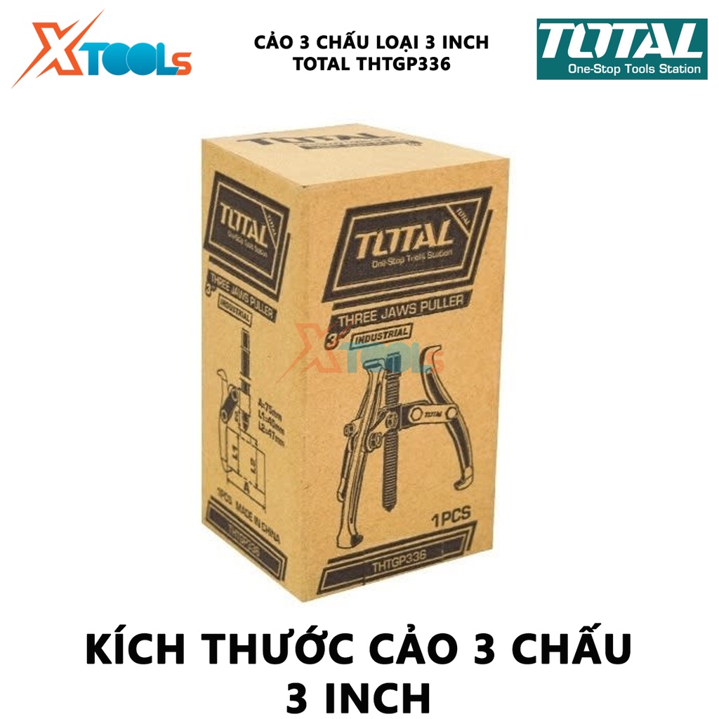 Cảo 3 chấu 3 inch TOTAL THTGP336 | cảo thủy lực Kích thước 3&quot;, Lực cảo tối đa 3000 kg, chất liệu bằng Cr-V, chịu nhiệt c