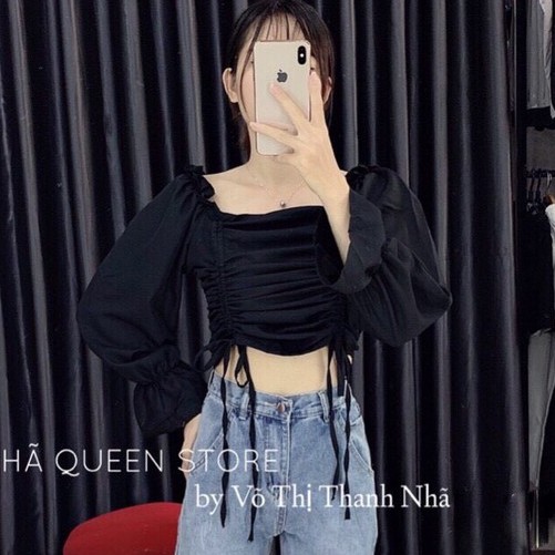 Áo voan rút 2 bên xinh xinh tay phồng cho bạn gái xinh xinh