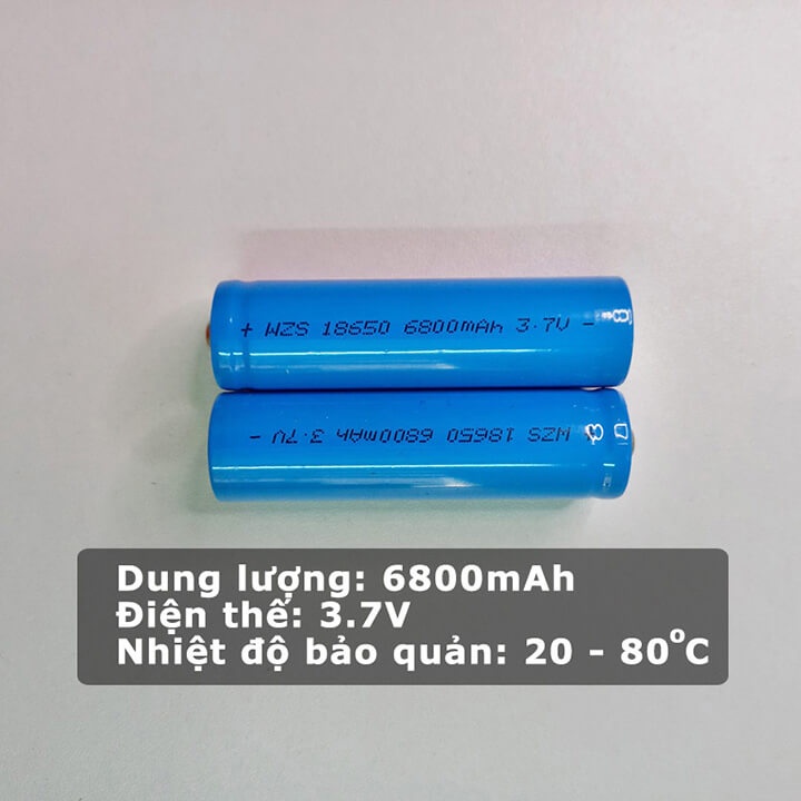 Pin sạc lithium 18650 6800mAh 3.7V dùng cho đèn pin cầm tay siêu sáng, quạt tích điện sạc USB và các thiết bị điện tử