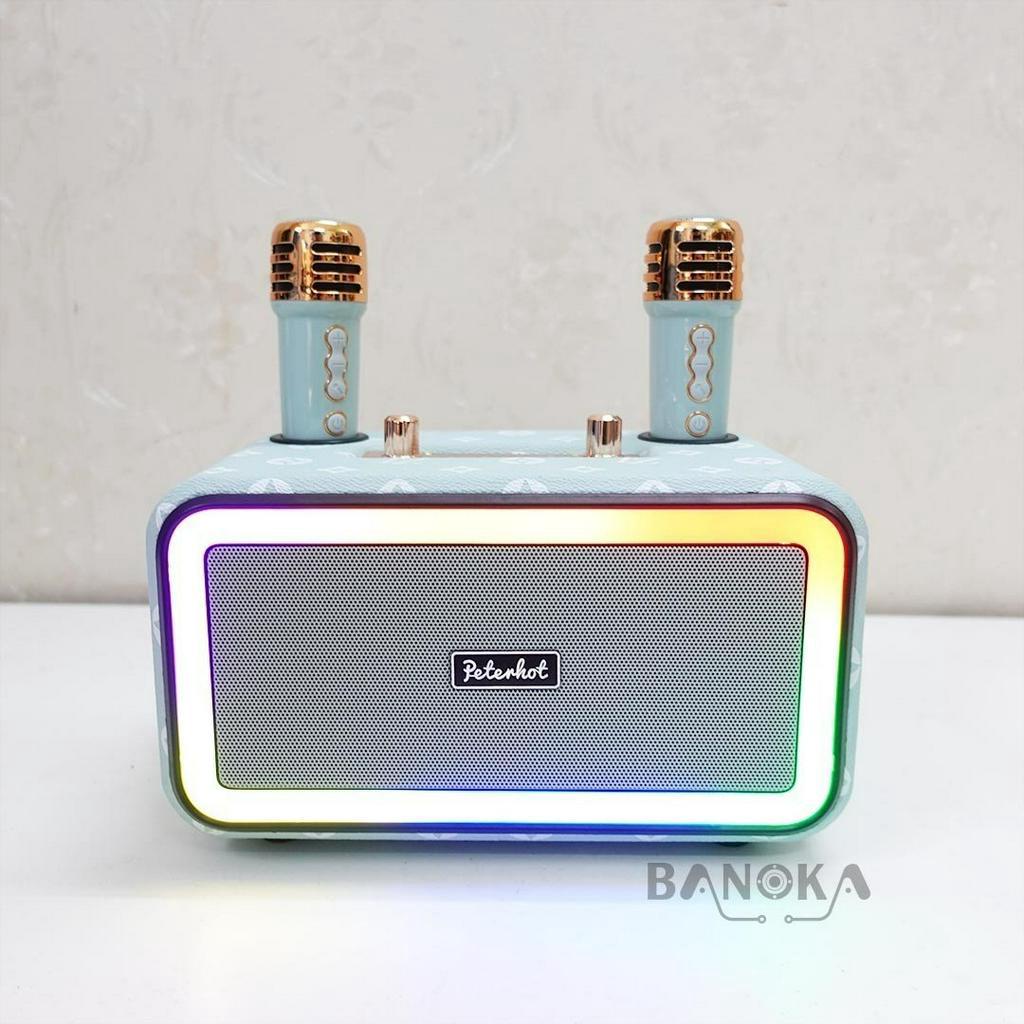 Loa Bluetooth Chính Hãng Karaoke Peterhot A3201-Kèm 2 Mic Hát Karaoke cực hay, công suất 35W - Bảo hành 6 Tháng
