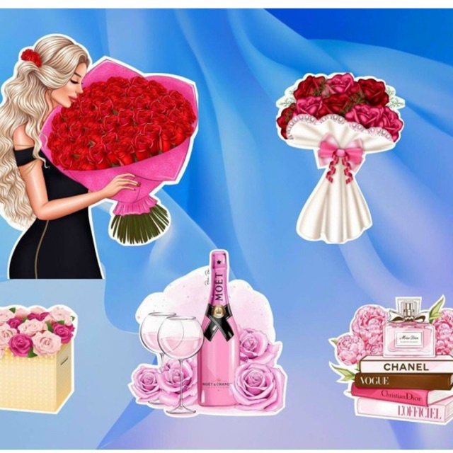 Combo 5 set cắm giấy về phụ nữ trang trí bánh kem