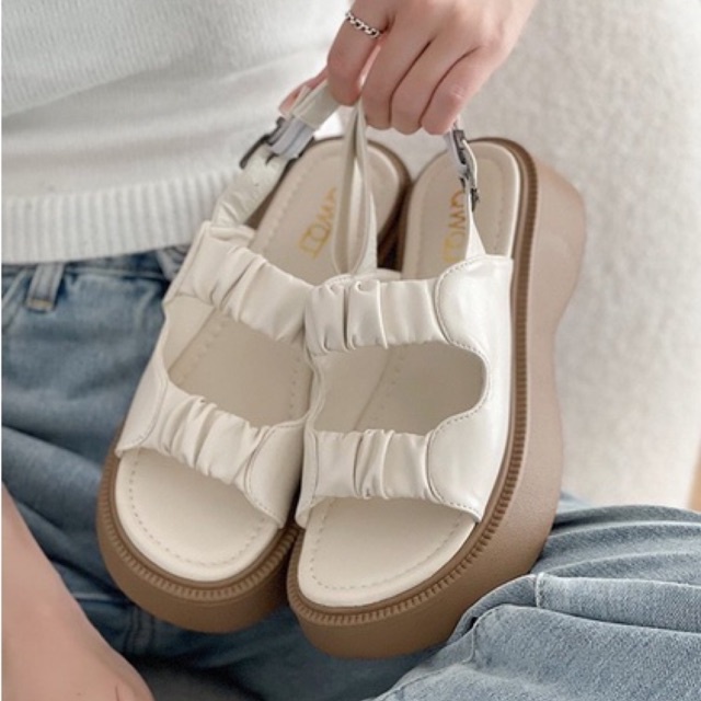 Dép Sandal Ulzzang LOẠI 1 - Dép Quai Hậu Hai Quai Đế Nâu Dây Kiểu Chun chuẩn hàng quảng châu