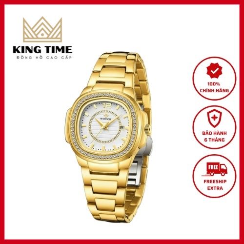 Đồng Hồ Nữ Dây Kim Loại Đúc Mặt Vuông Mặt Sapphire Chống Xước - Kingtime Watch A02