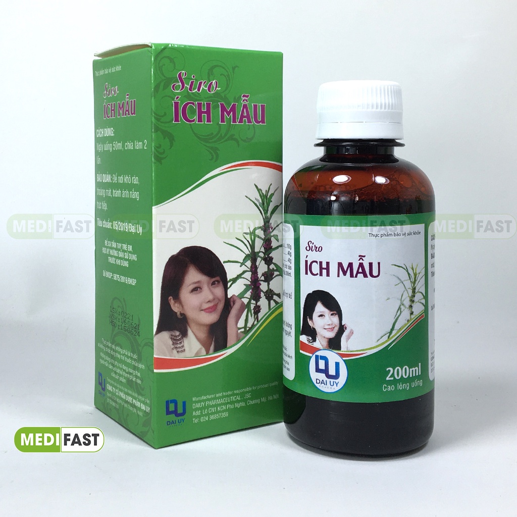Siro Ích mẫu - chai 200ml - ổn định điều hòa kinh nguyệt, giảm rối loạn cho phụ nữ, bổ phế từ thảo dược