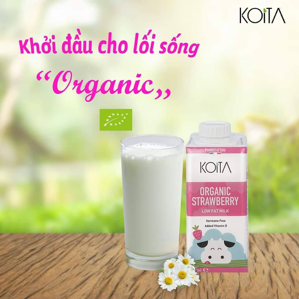 THÙNG 24 HỘP SỮA BÒ KOITA VỊ DÂU HỮU CƠ -200ml 🚚 FREESHIP 🚚