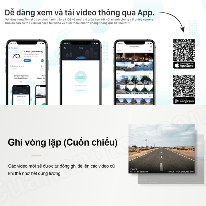 Camera Hành Trình 70mai Dash Cam Pro Plus A500S Bản Quốc Tế - GPS - chuẩn 2K - Nguyên Seal , Bảo hành 2 năm
