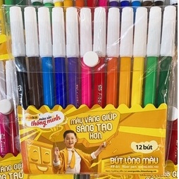 Bút màu vỉ 12 bút lông màu Thiên Long FP- 01 fiber pen các màu sắc tươi sáng cho bé thoả sức sáng tạo Binkids BL03