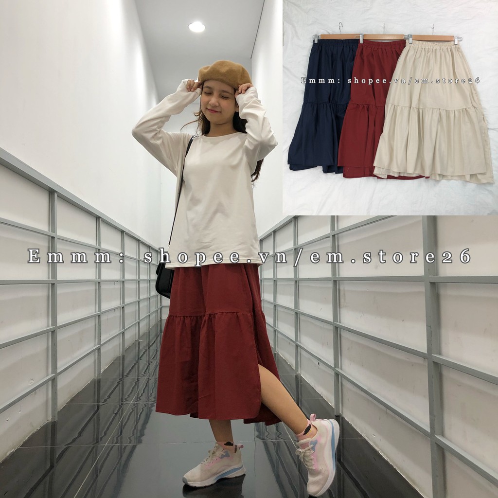 Chân váy cotton xẻ tà, hàng Quảng Châu, Freesize (Ảnh thật tự chụp)