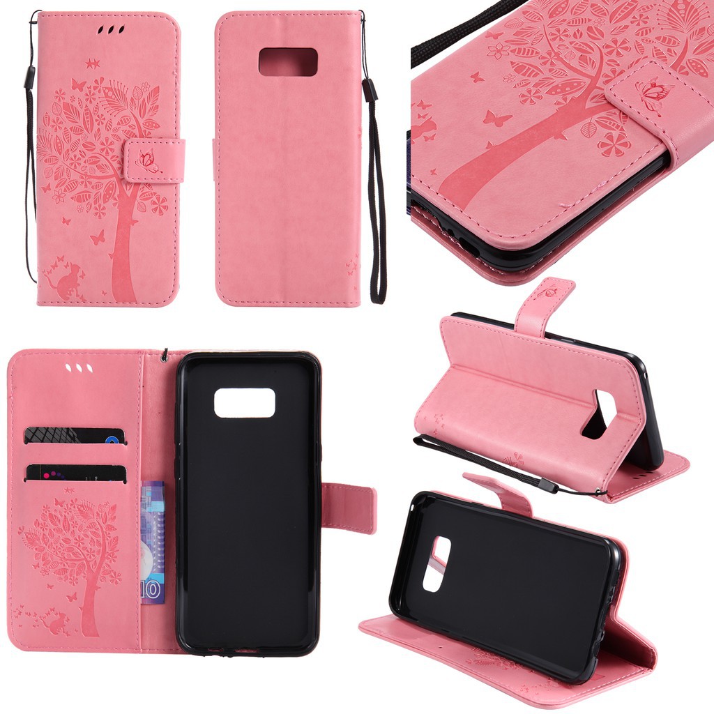 Bao da điện thoại có đế đỡ gấp và ngăn để thẻ họa tiết họa tiết nổi cho Samsung Galaxy S8/S8 Plus | BigBuy360 - bigbuy360.vn