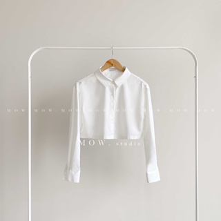 Áo sơ mi croptop chất liệu thô pha lụa nhập Hàn ( Basic cropshirt ) made by Mow studio