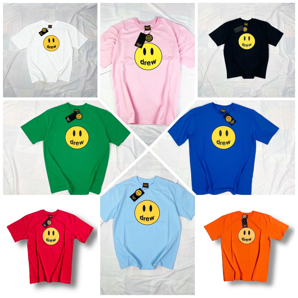 Áo thun unisex Drew House mặt cười Form rộng, áo tay lỡ nam nữ Oversize, chất Cotton, thời trang phong cách Hàn Quốc
