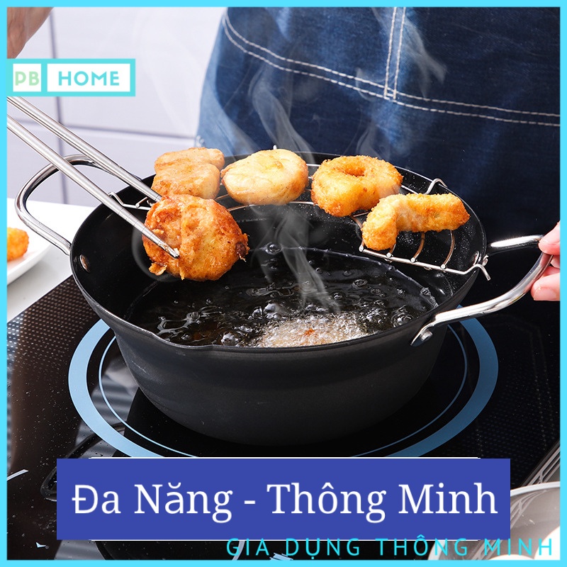 [Siêu HOT] Chảo Chống Dính Sâu Lòng 2 Quai Cao Cấp (Tặng Kèm Vỉ Gác Chảo)