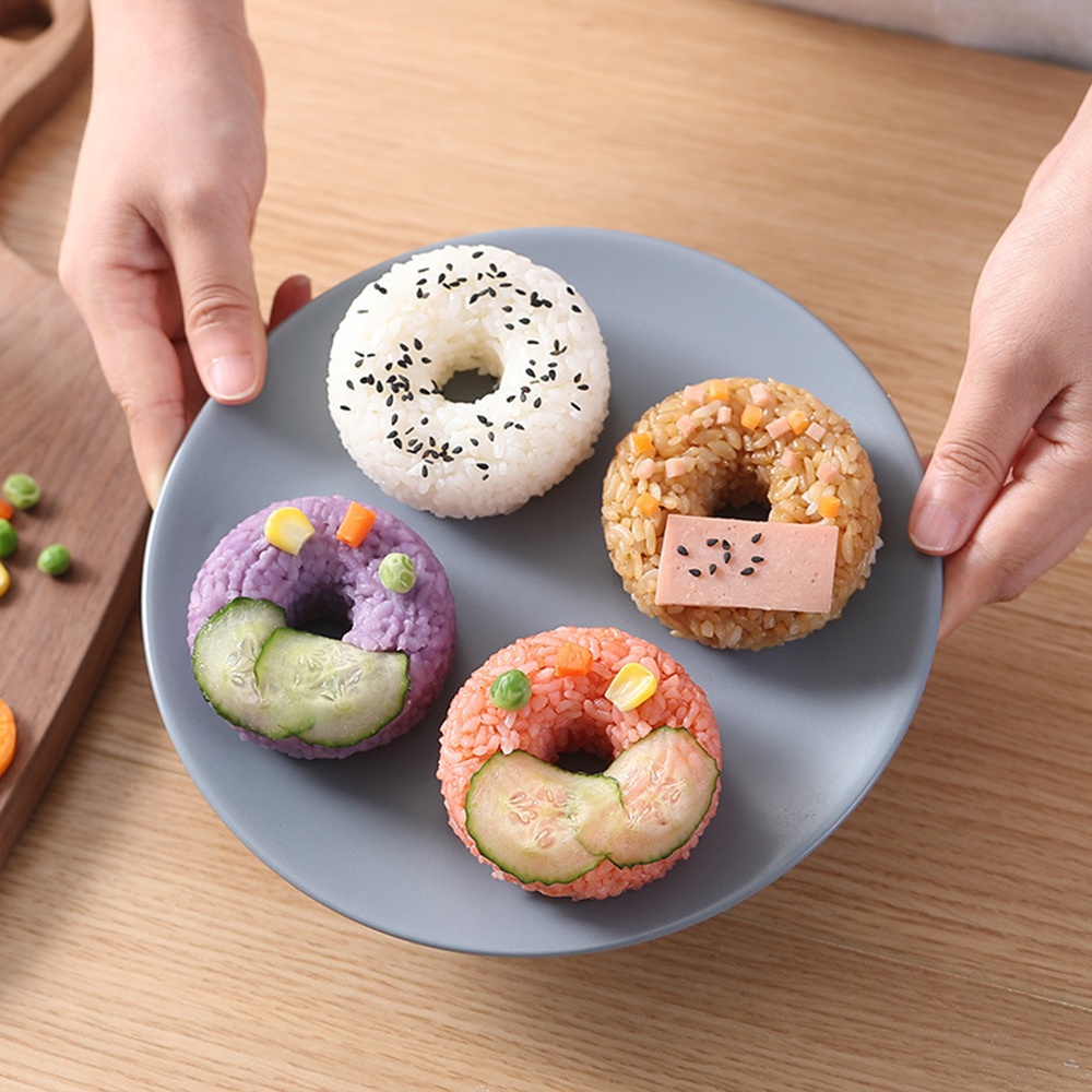 Khuôn Làm Cơm Nắm Hình Bánh Donut Tròn Chống Dính Tiện Dụng DIY