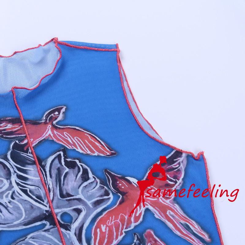 SF Áo Nữ Không Tay Cổ Tròn In Họa Tiết Thời Trang | BigBuy360 - bigbuy360.vn