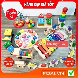 COMBO Đồ Chơi Gỗ Foxi-Đồ chơi trẻ em thông minh-xâu hạt làm toán Montessori-tay khéo léo-siêu rẻ