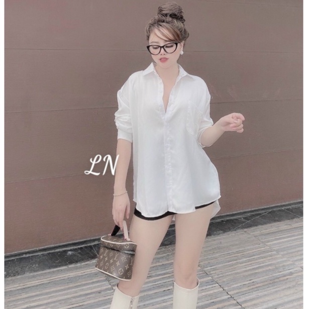 Áo sơ mi lụa công sở _ áo sơ mi nữ chất lụa Hàn
