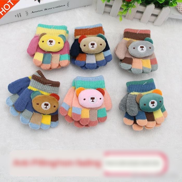 Găng tay len xỏ ngón dành cho bé trai, bé gái mùa đông 0-2 tuổi - Sơ sinh