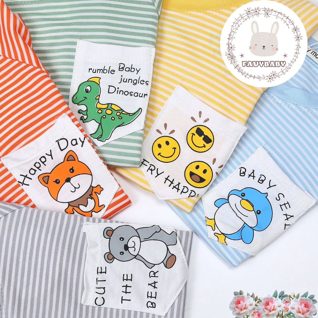 Bộ Cộc MINKY MOM Chính Hãng Bé Trai Bé Gái Thun Lạnh Sọc Dệt Có Túi Hình Khủng Long Gấu Bé 0 1 2 3 4 5 Tuổi - Favybaby