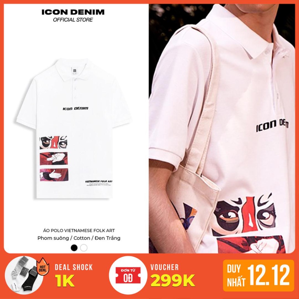 Áo Polo Tay Ngắn ICON DENIM Vietnamese Folk Art | BigBuy360 - bigbuy360.vn