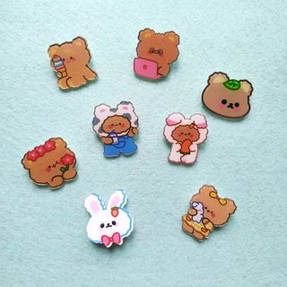 Pin cài áo Cô gái gấu bông và thỏ cute