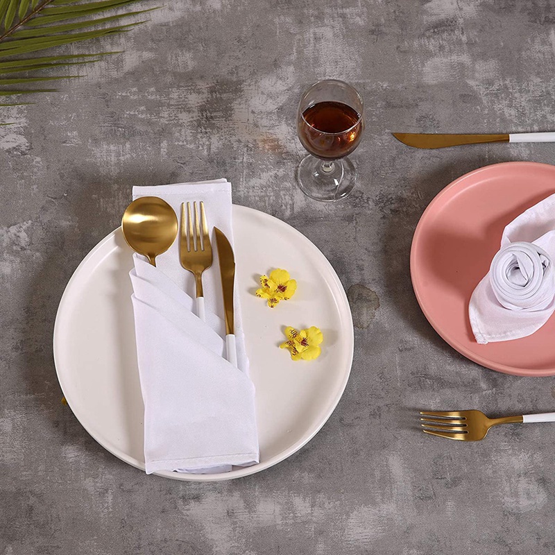 Set 12 Khăn Ăn Bằng Polyester Mềm Mại Có Thể Giặt Và Tái Sử Dụng Cho Nhà Hàng / Khách Sạn / Tiệc Cưới