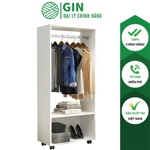 Tủ quấn áo gỗ, Giá treo quấn áo có bánh xe - GP200