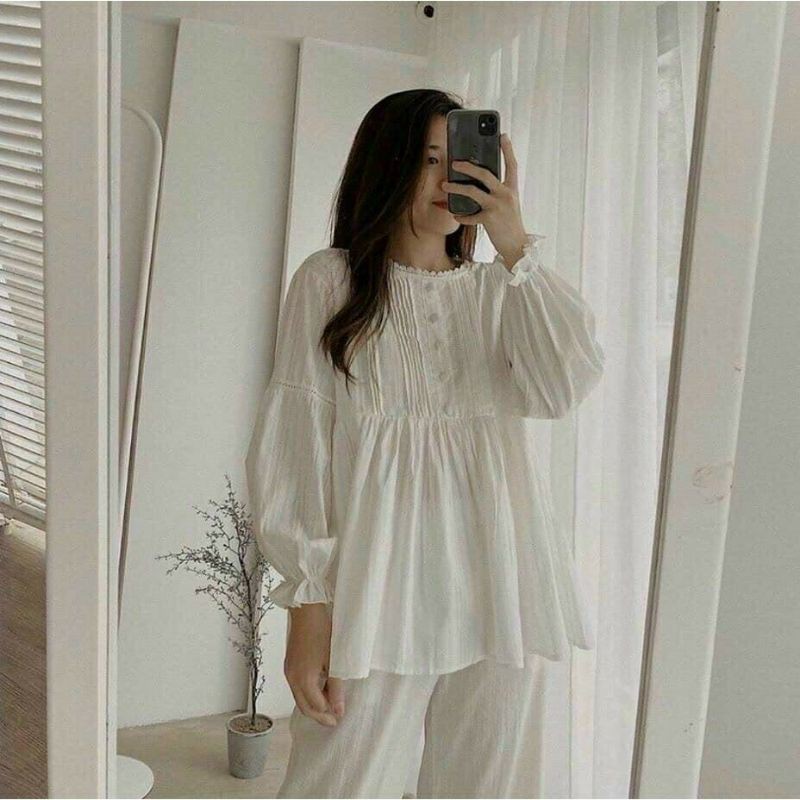 áo babydoll cổ tròn