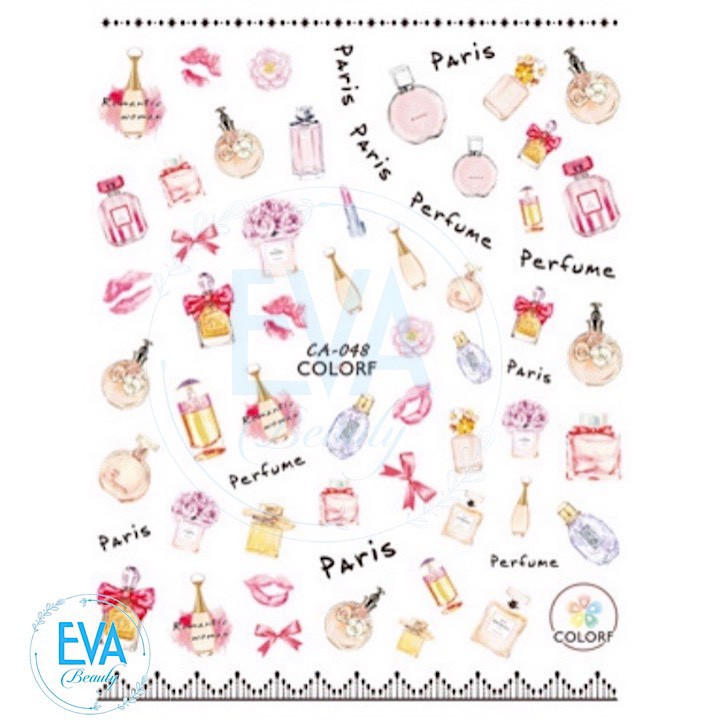 Decal Dán Móng Tay 3D Nail Sticker Tráng Trí Hoạ Tiết Chai Nước Hoa Paris Perfume CA048