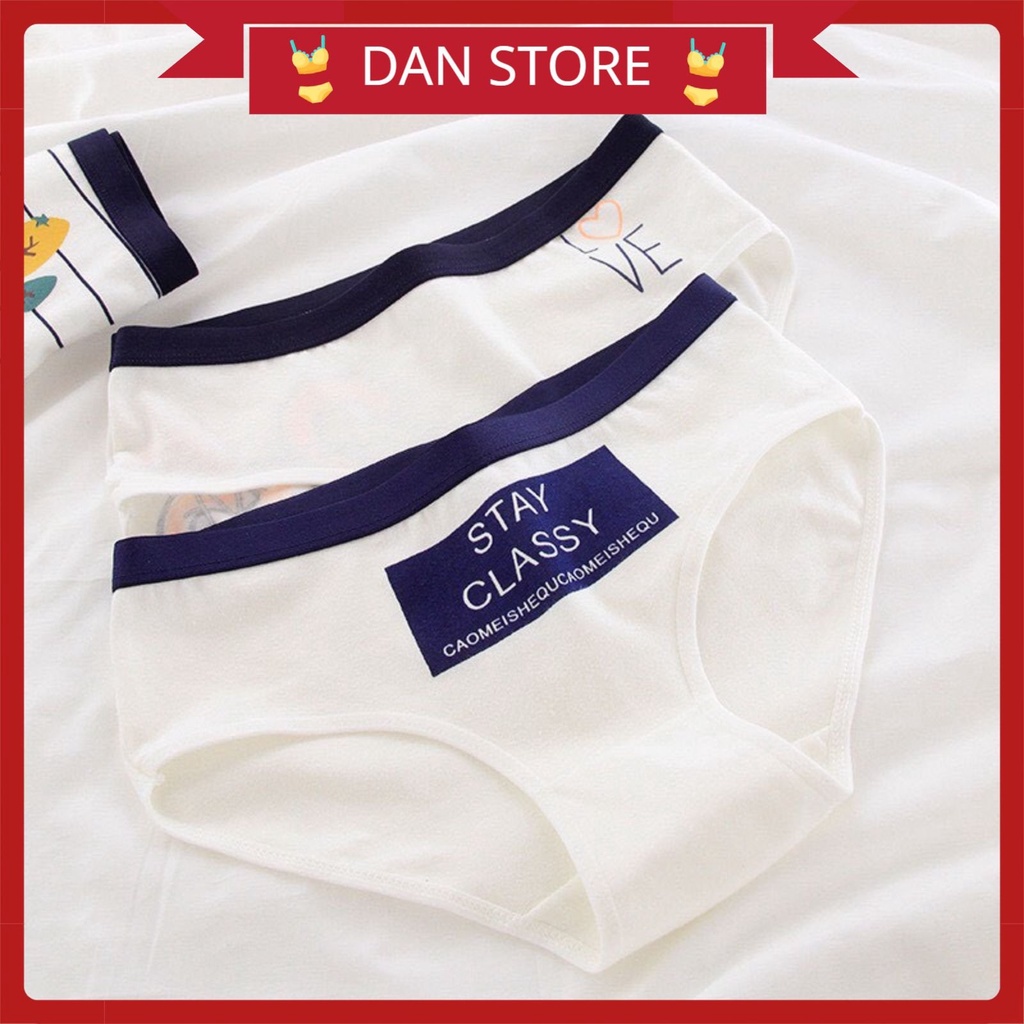 Quần Lót Nữ - Quần Lót Nữ Cotton viền xanh phối họa tiết điệu đà cá tính DAN STORE MÃ 2250