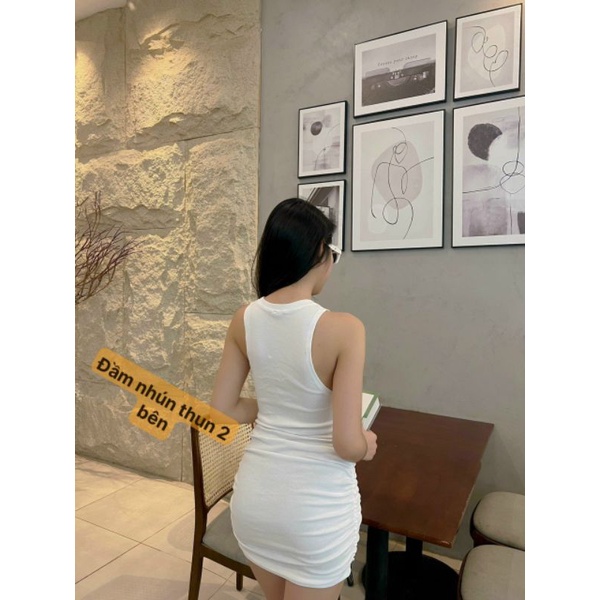 Đầm ôm body sát nách nhún sườn (kèm ảnh thật)