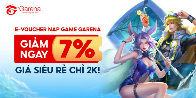 Nạp game garena - giảm 7%