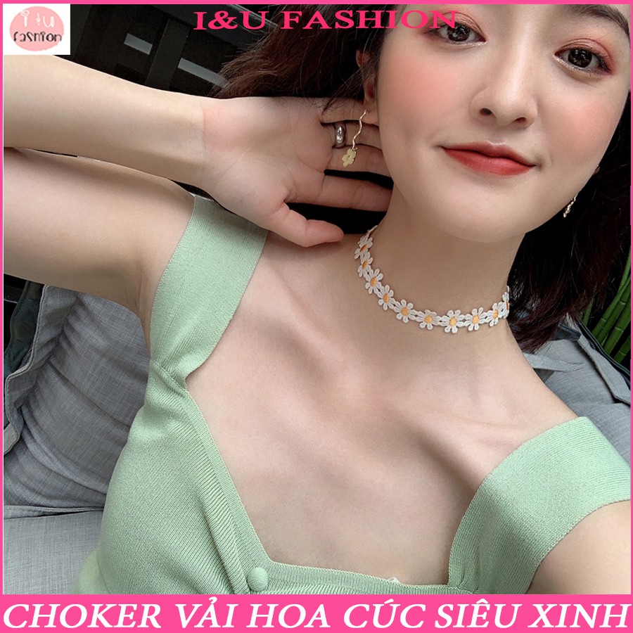 Vòng đeo cổ Choker hoa cúc hot hit chất liệu vải mềm siêu xinh dễ mix đồ thời trang cho nữ VC-19