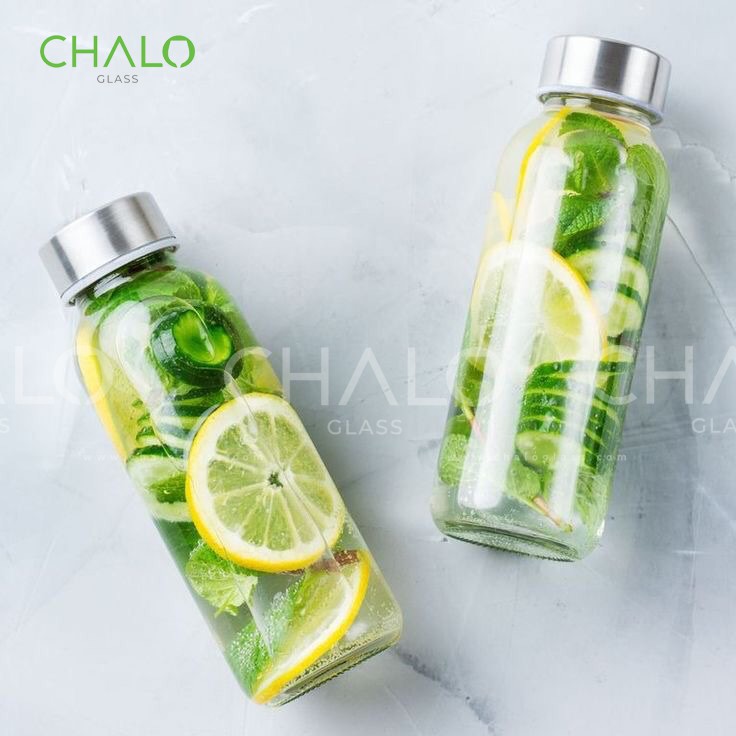 Chai thủy tinh đựng nước ép nắp nhựa bọc kim loại 300ml (Combo 03 chai trơn, không in hình) - CNI300