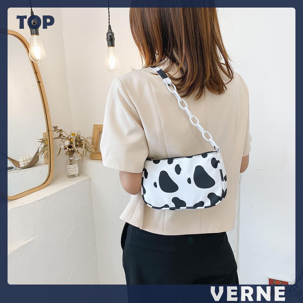 Túi Xách Nữ Đeo Vai In Hình Bò Sữa