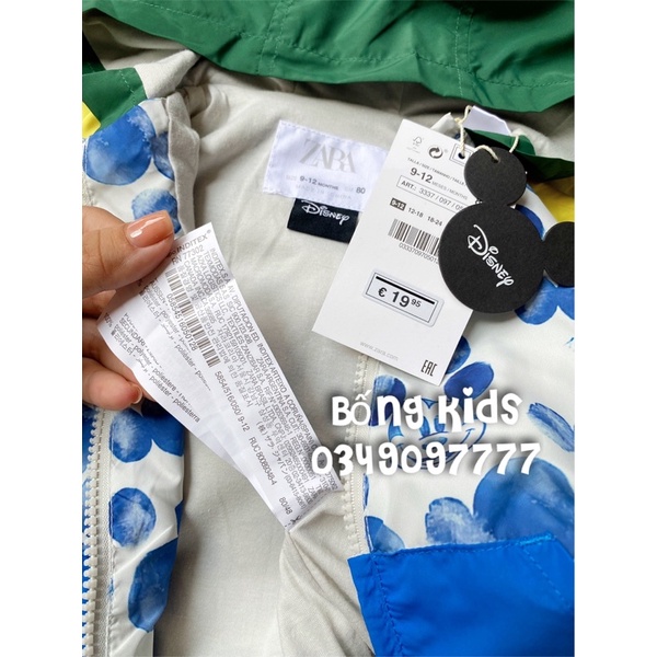 Áo Khoác Gió Hoodie Bé Trai Mickey Phối Màu ZR