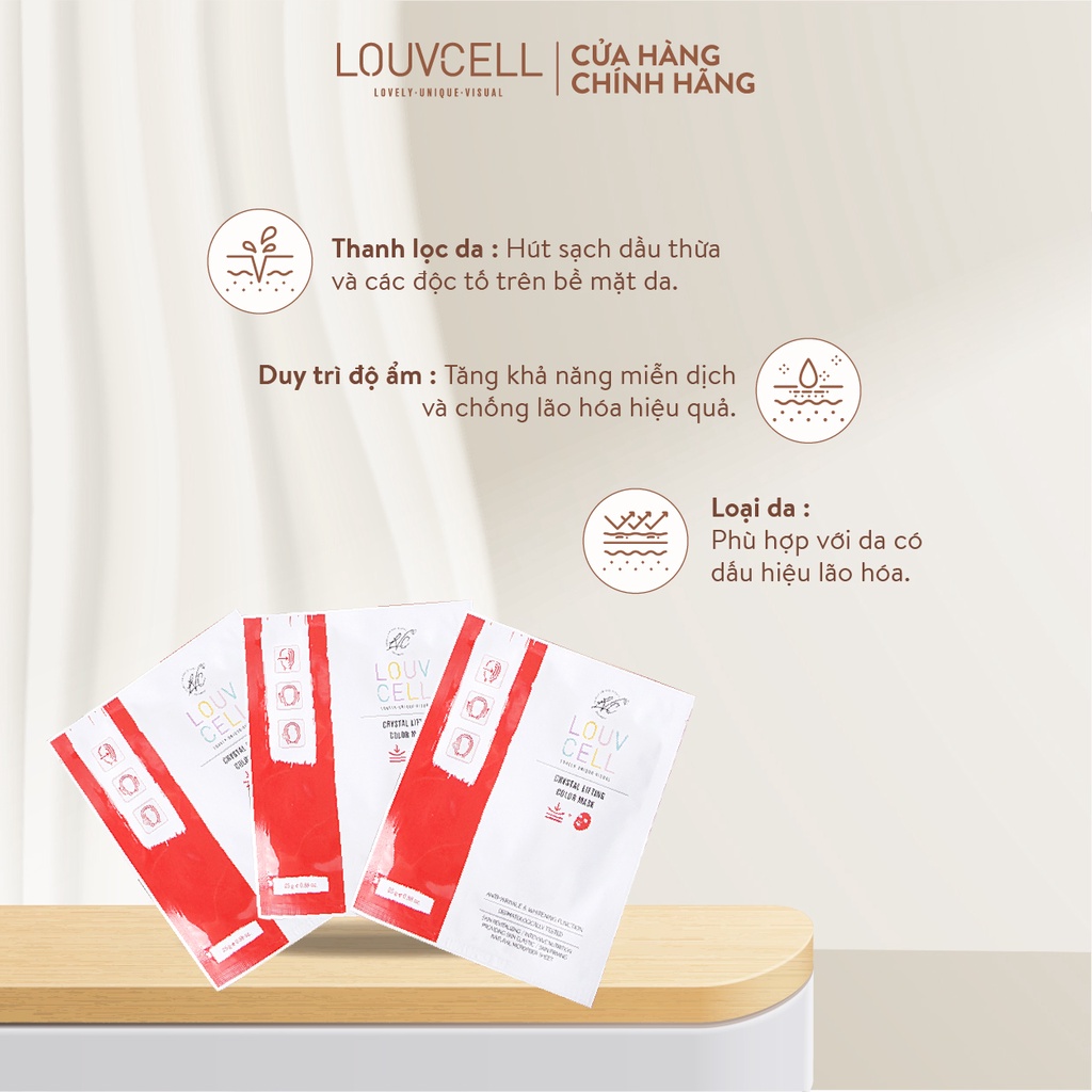 Mặt nạ chỉ tơ ngừa lão hoá Louvcell Rubcell Crystal Lifting Mask 7x25g