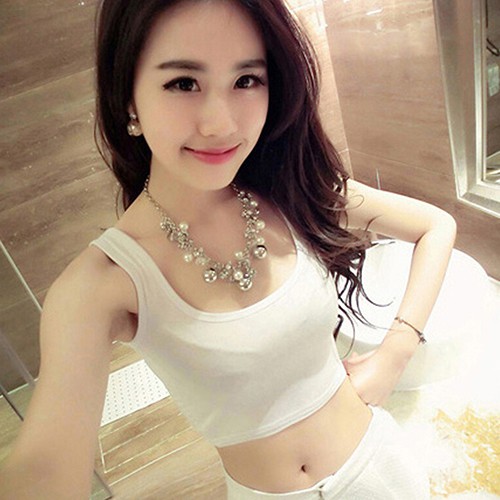 Áo Croptop ba lỗ thể thao không tay màu trơn thời trang quyến rũ cho nữ | BigBuy360 - bigbuy360.vn
