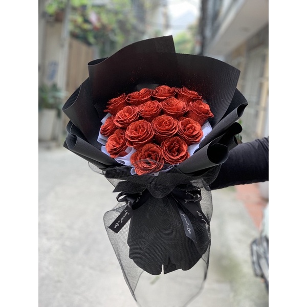 [Quà tặng] Bó hoa nhũ 15 bông - Quà tặng sinh nhật hội nghị 20/10 8/3 valentine bạn gái người yêu kèm thiệp