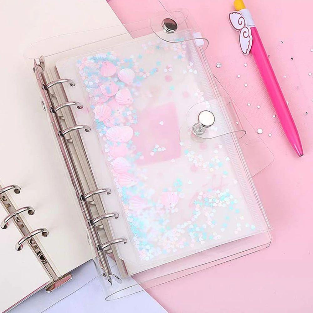 1 Túi Đựng Tài Liệu Bằng PVC Trong Suốt Đính Kim Tuyến Trang Trí Sổ Tay Khổ A5 / A6