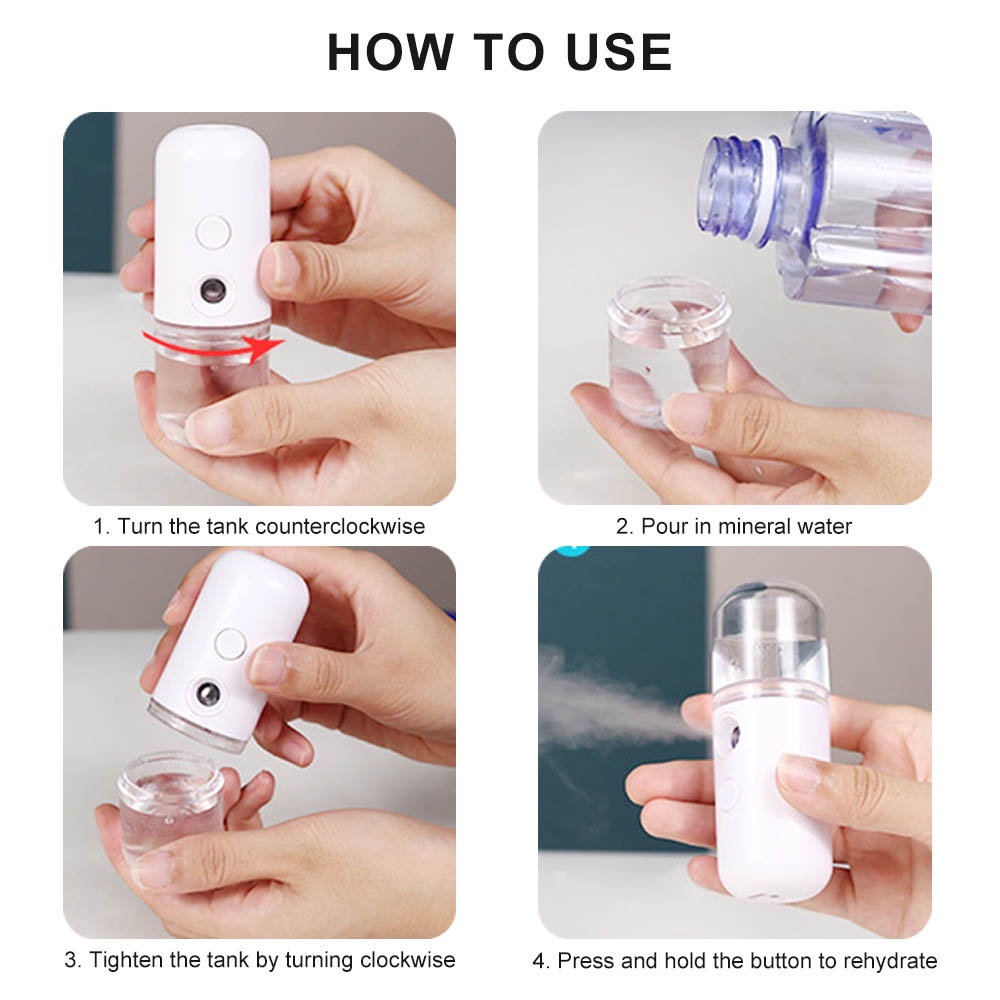 Máy phun sương tạo độ ẩm Salorie cho da mặt mini có cáp USB tiện dụng