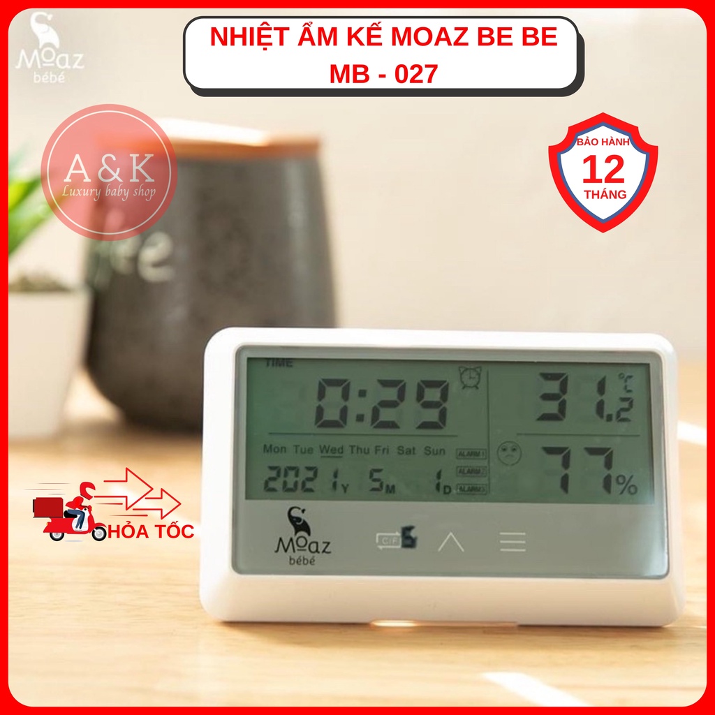 Nhiệt ẩm kế moaz bébé mb-027 bảo hành chính hãng 12 tháng
