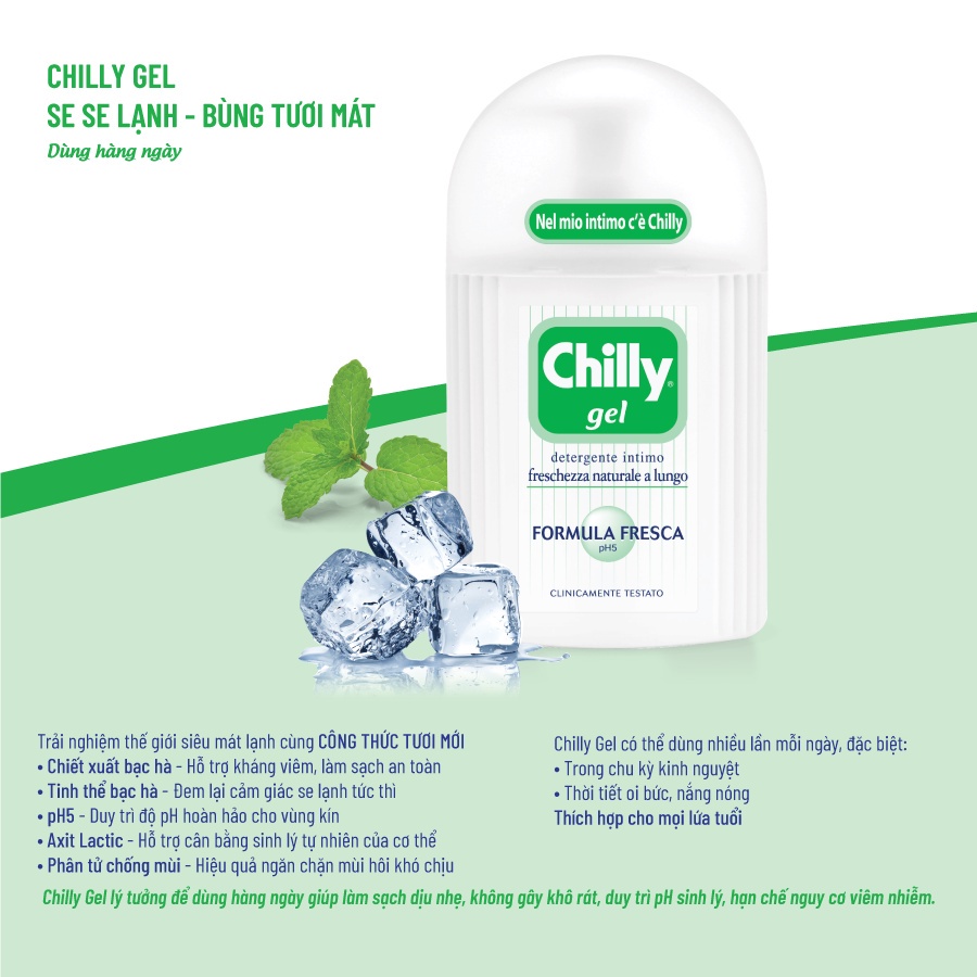 Chilly - Dung dịch vệ sinh phụ nữ số 1 tại Italy - Lọ 200ml - Hàng nhập khẩu chính hãng