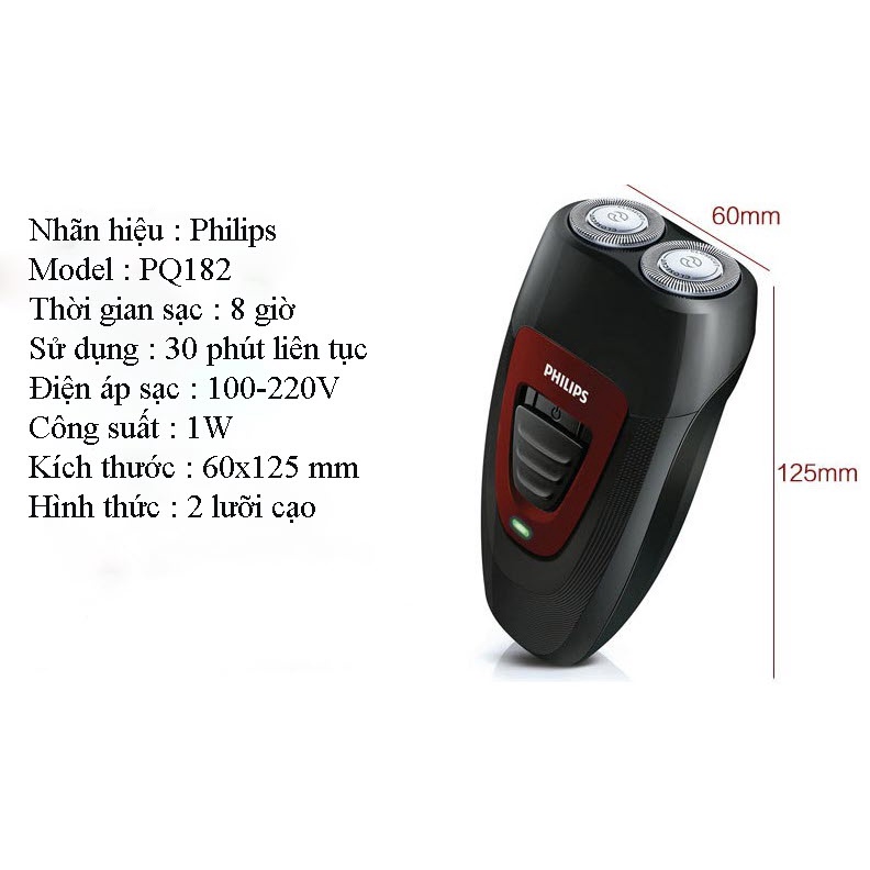 [Mã 153FMCGSALE1 giảm 10% đơn 250K] Máy cạo râu Philips 2 lưỡi PQ190, PQ182 - Hàng chính hãng - Bảo hành 2 năm