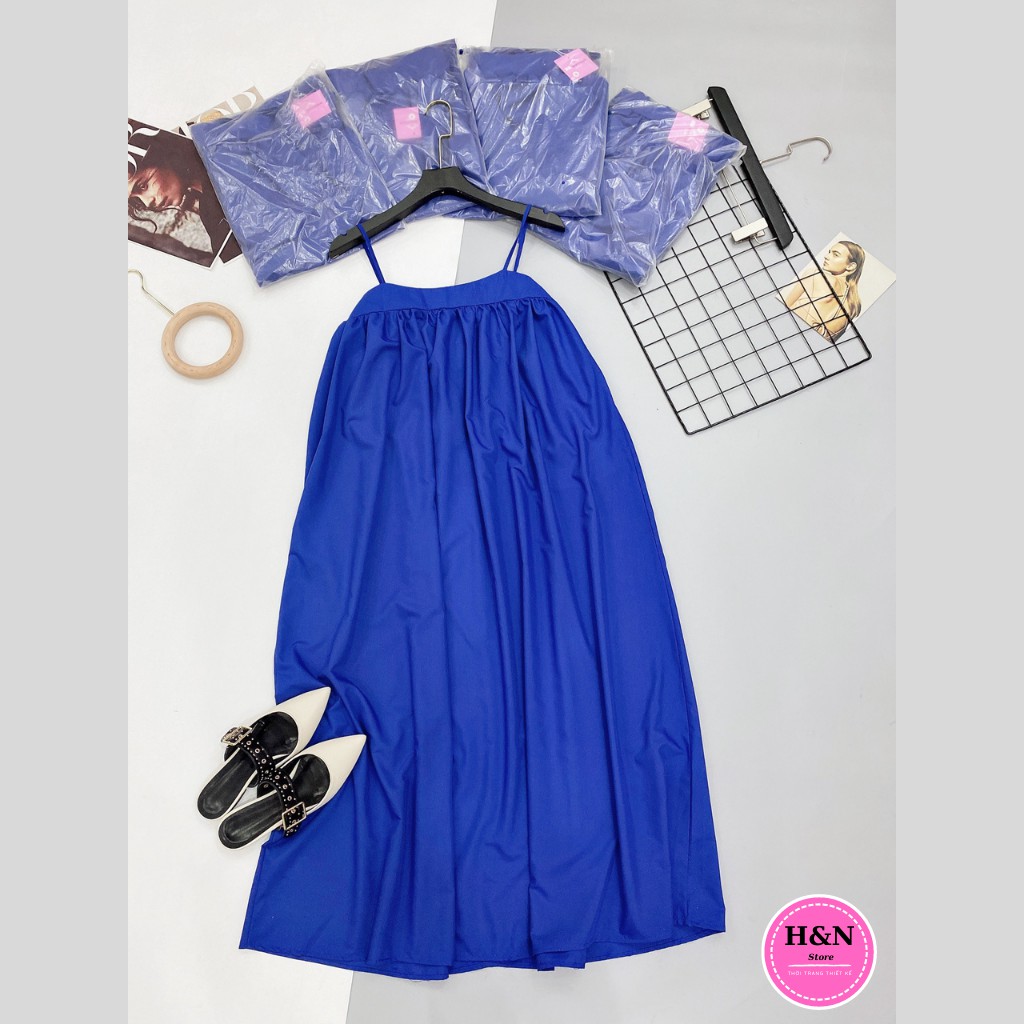 Váy maxi 2 dây thiết kế, váy đi biển 2 dây sang chảnh, màu xanh than tôn da - H&N Store | BigBuy360 - bigbuy360.vn