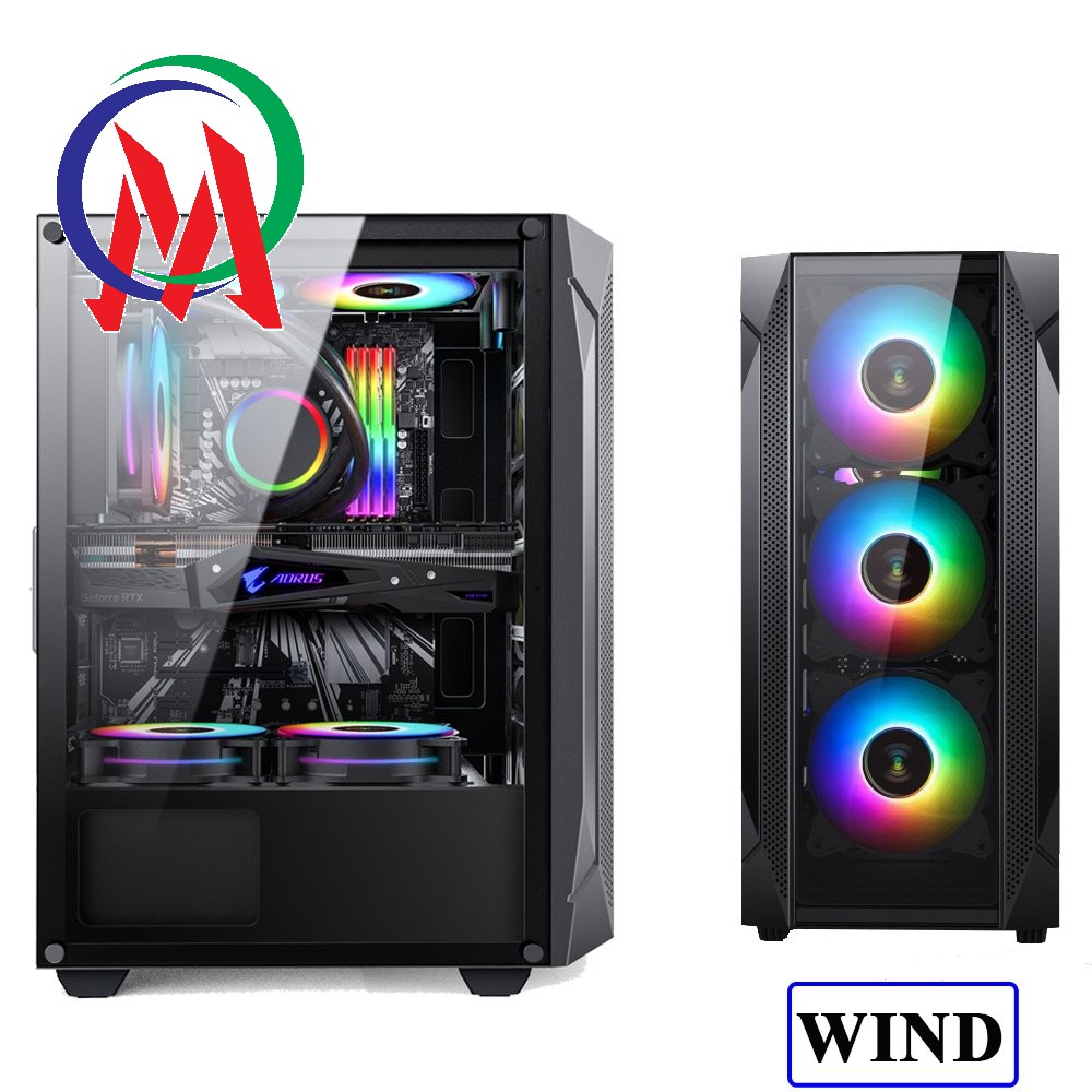 Vỏ case máy tính AAP WIND GAMING (Hông + Mặt trước kính cường lực, ko fan đi kèm)