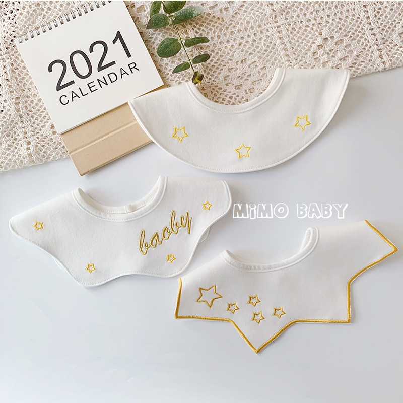 Set 3 yếm cổ tròn cotton cao cấp chống thấm nước phong cách hàn quốc Mimo Baby cho bé YC01