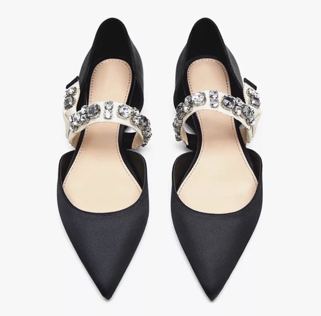 GIÀY BỆT ZARA QUAI NGANG ĐÍNH ĐÁ